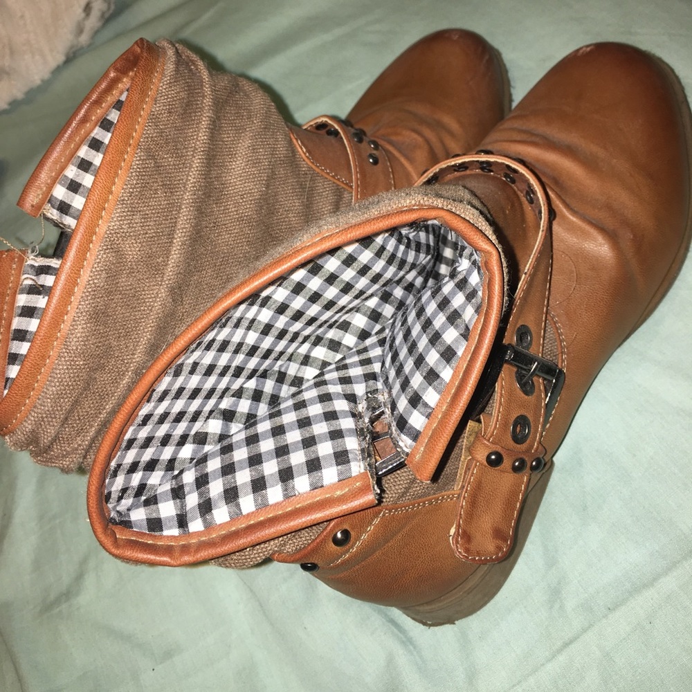 Brown Plaid Boots